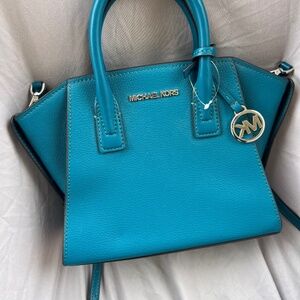 Michael Kors Women's Canvas Satchel Crossbody Bag, Teal